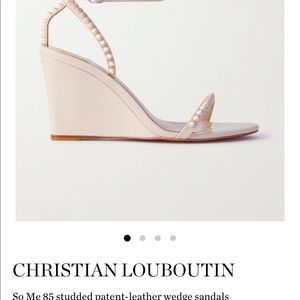 Christian Louboutin Studded patent-leather wedge sandals (beige) brand new